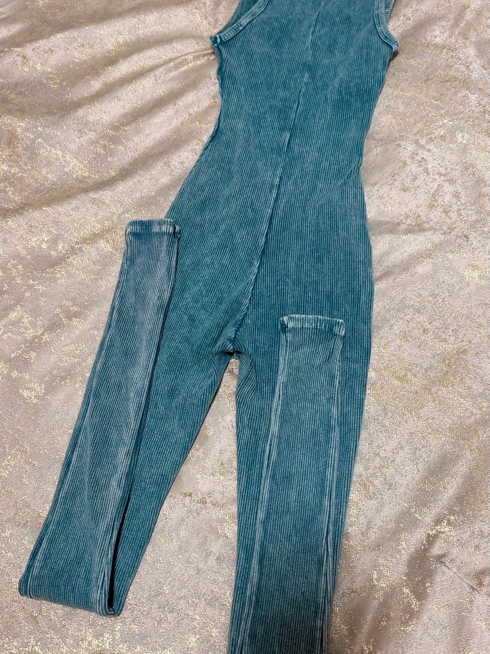 Fashion Nova Teal Ribbed Halter Jumpsuit - Picture 4 of 9